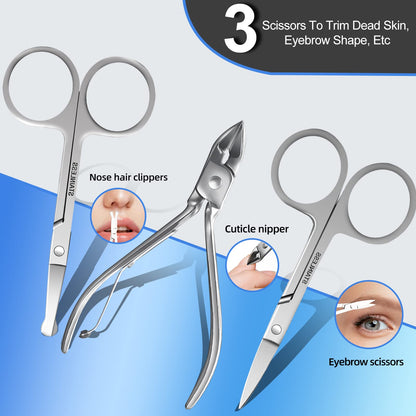Manicure Set 30 in 1 Nail Clipper set, REDFLOW nail clippers, fingernail & toenail clippers, Manicure Tools, pedicure tools, Suitable for Travel Manicure Kit, Nail Set Kit With Everything Profe