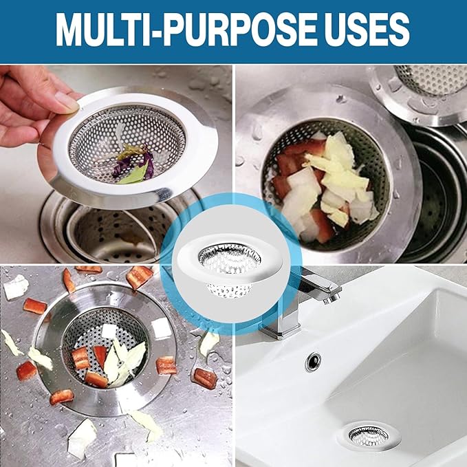 2-Pack Kitchen & Bathroom Sink Drain Strainers I 2.25 Inch Bathroom Drain Hair