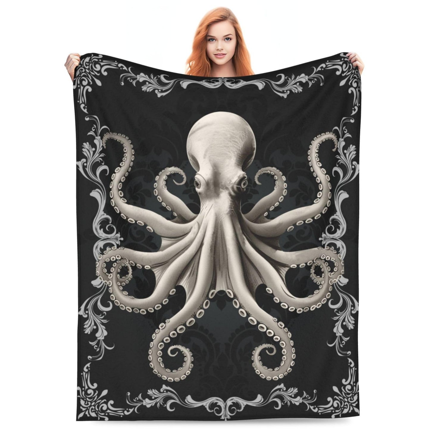 Octopus Blanket Ocean Throw Blanket Soft Fleece Flannel Bedding Octopus Gifts for Women Men Boys Girls Lovers Adults Lovers Stuff Plush for Couch Sofa Bed Room Decor 40"X50"