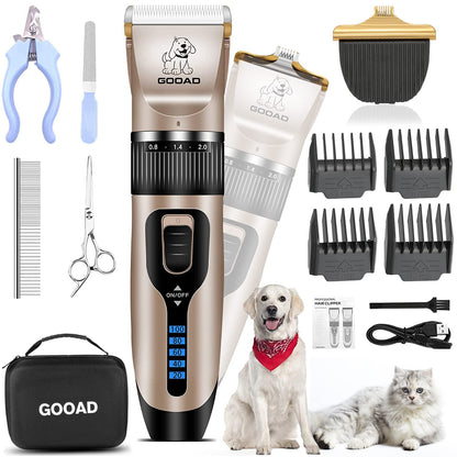 Gooad Dog Clippers Grooming Kit and Paw Trimmer,Cordless,Low Noise, Electric Quiet,Rechargeable, Dog Trimmer Grooming Tool, Pet Hair Clippers for Thick Coats,Shaver for Small and Large Dogs&Cats