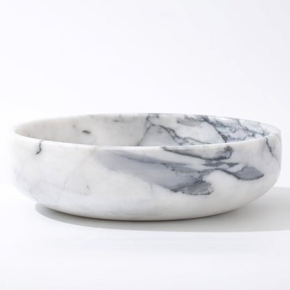 CM CHIC MONDAY 6.7" Decorative Bowl - Natural Marble Key Bowl & Centerpiece (White & Grey)
