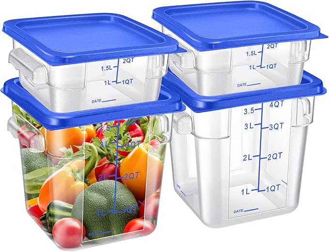 Barydat 4 Pcs Square Food Storage Containers