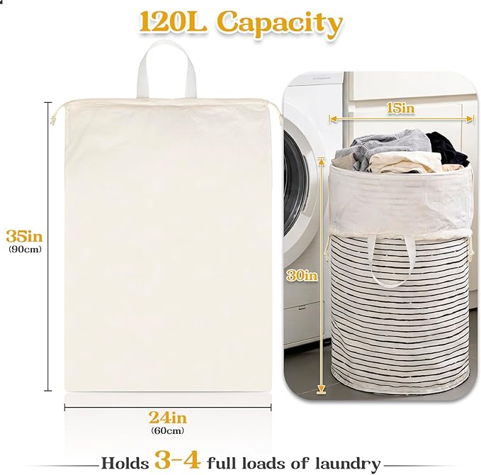 Heavy Duty Laundry Bag, Laundry Basket Liner Replacement, Drawsting Top