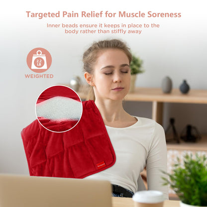 Comfytemp Weighted Heating Pad for Back & Period Cramps, FSA Eligible, Birthday Gifts for Mom Dad Women Men, 2.2lb HSA Electric Heat Pad for Neck Shoulder Pain Relief, 2H Auto-Off Heated Pad, 12x24