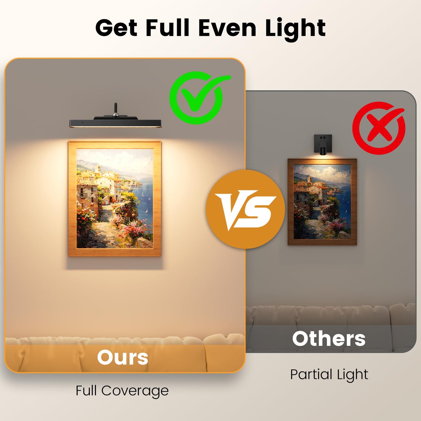Craftersmark Wireless Picture Lights 12", 4400mAh Battery Powered Cordless Wall Lights, 2Pack Dimmable Remote Timer for Painting Artwork Living Room (Black)