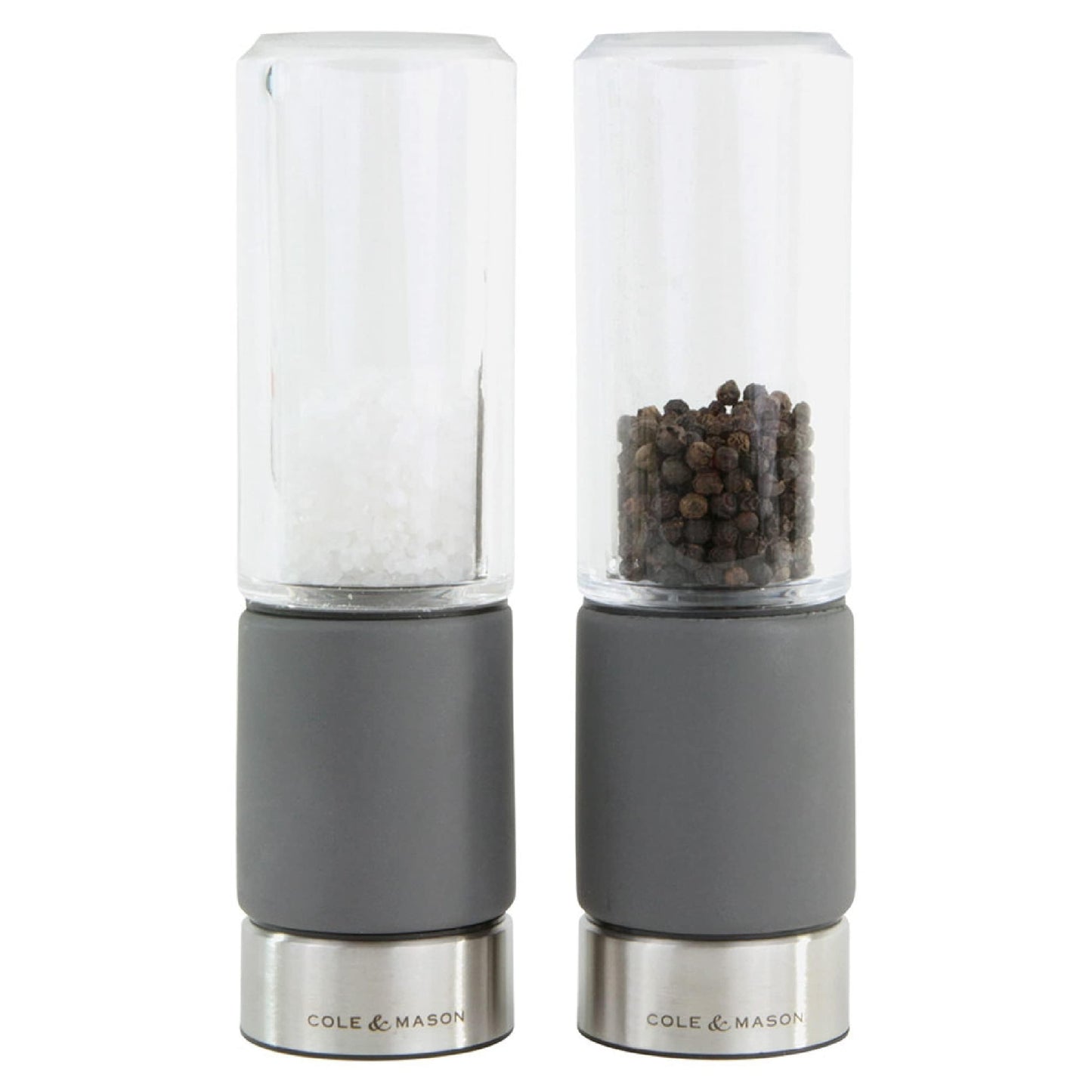 Cole & Mason Regent Concrete Stemless Salt & Pepper Mill Gift Set - Refillable Salt & Pepper Grinder Set with Carbon Steel Precision Mechanisms - Hand Wash Kitchen Tools & Gadgets - Grey