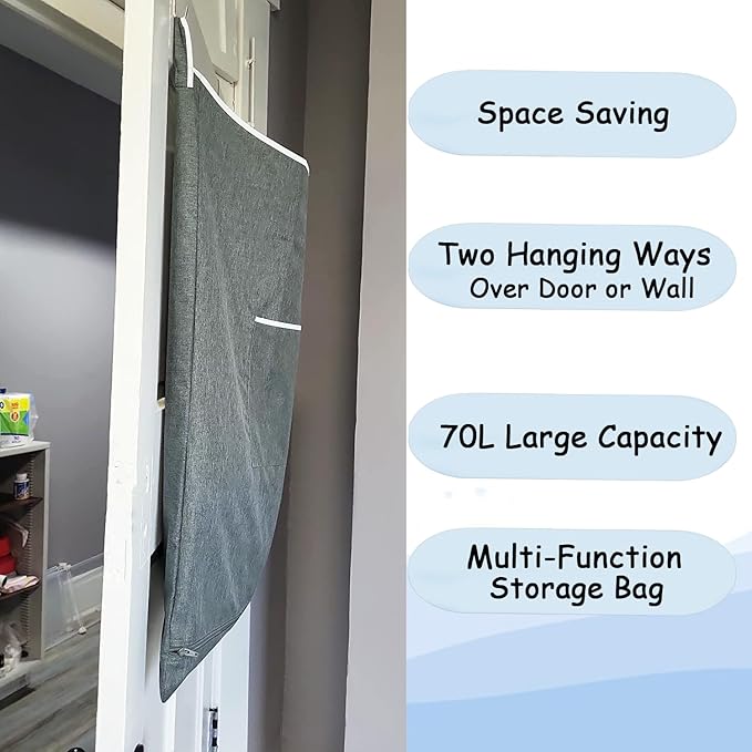 XL Large Hanging Laundry Hamper, Over the Door Laundry Bag