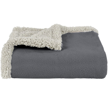 Pawsee Waterproof Dog Blanket Washable, Sherpa Fleece Pet Blanket for Puppies Cats Dogs, Reversible Waterproof Protector Cover for Dog Sofa Bed, 125 x 75 cm, Gray/Tuape