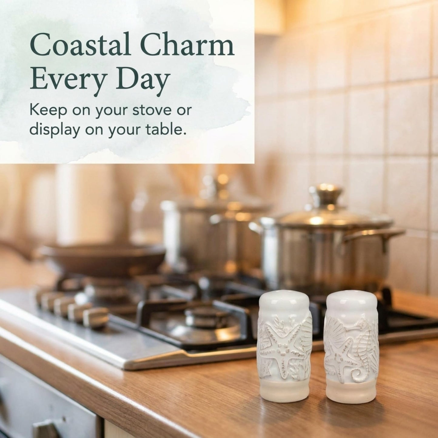 The Bridge Collection Ceramic Coastal Salt and Pepper Shakers