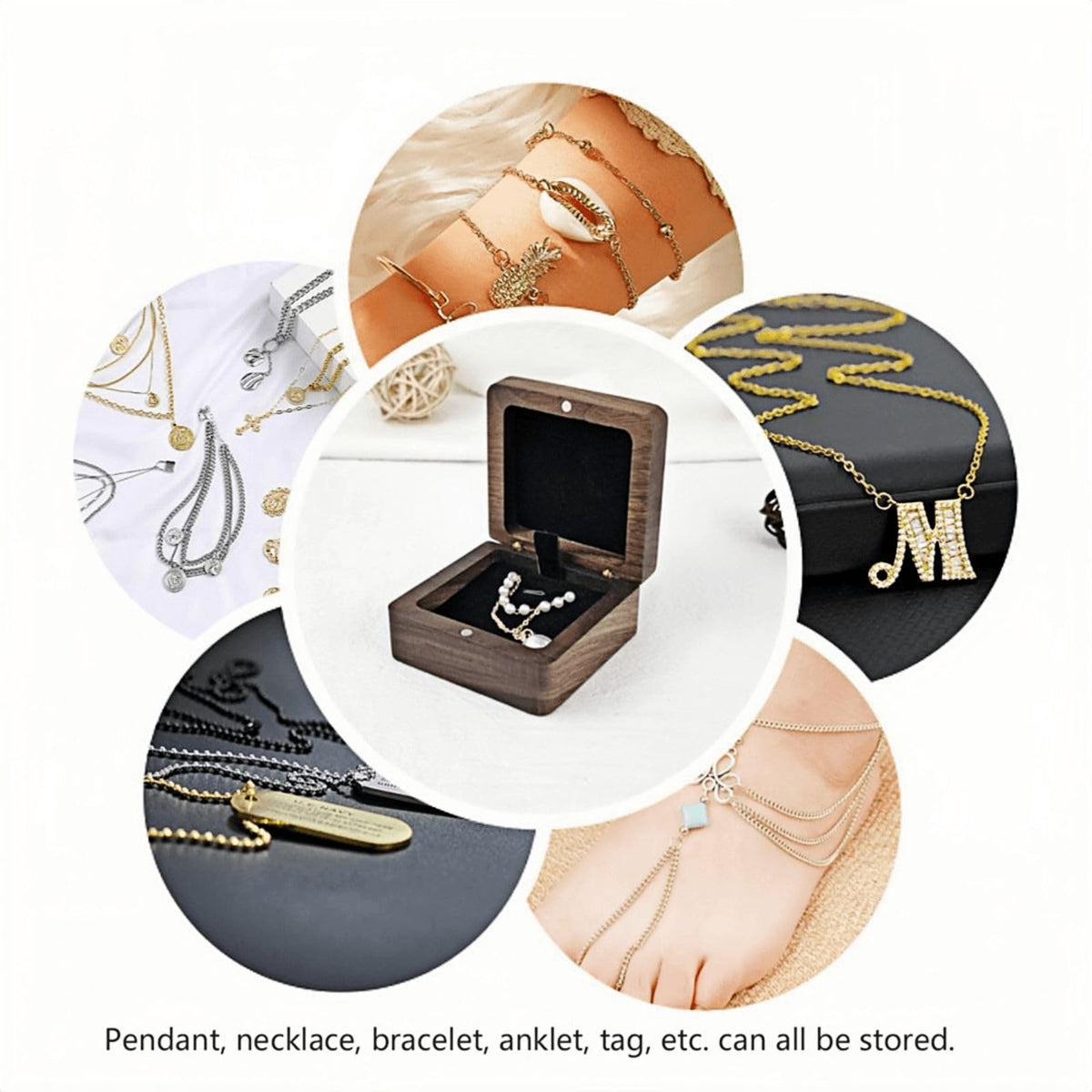 RUOMOODDZ Wooden necklace box necklace gift box for her necklace case men small necklace boxes for jewelry gift necklace jewelry gift boxes wooden pendant box Anniversary Birthday Christmas Gift Box