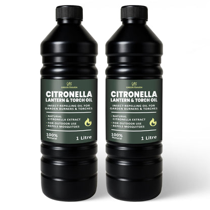 CUQOO 1L Scented Citronella Oil for Garden Burners - 2 Pack Insect-Repelling Torch & Lantern Oil Outdoor Use, Garden Citronella for Tiki Torches, Burners & Lamps, Patios, BBQs, Camping