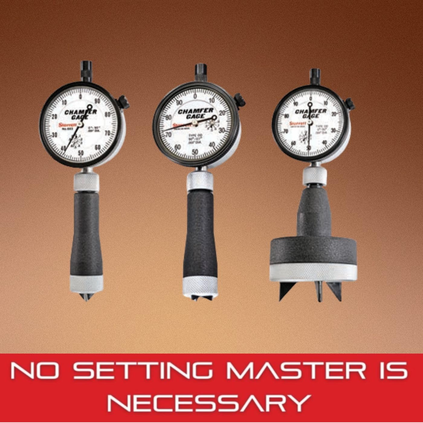 Starrett Inch Reading Dial Indicator Internal Chamfer Gage - 0-3/8" Range, .001" Graduations, 0-90° Angle - 683-1Z
