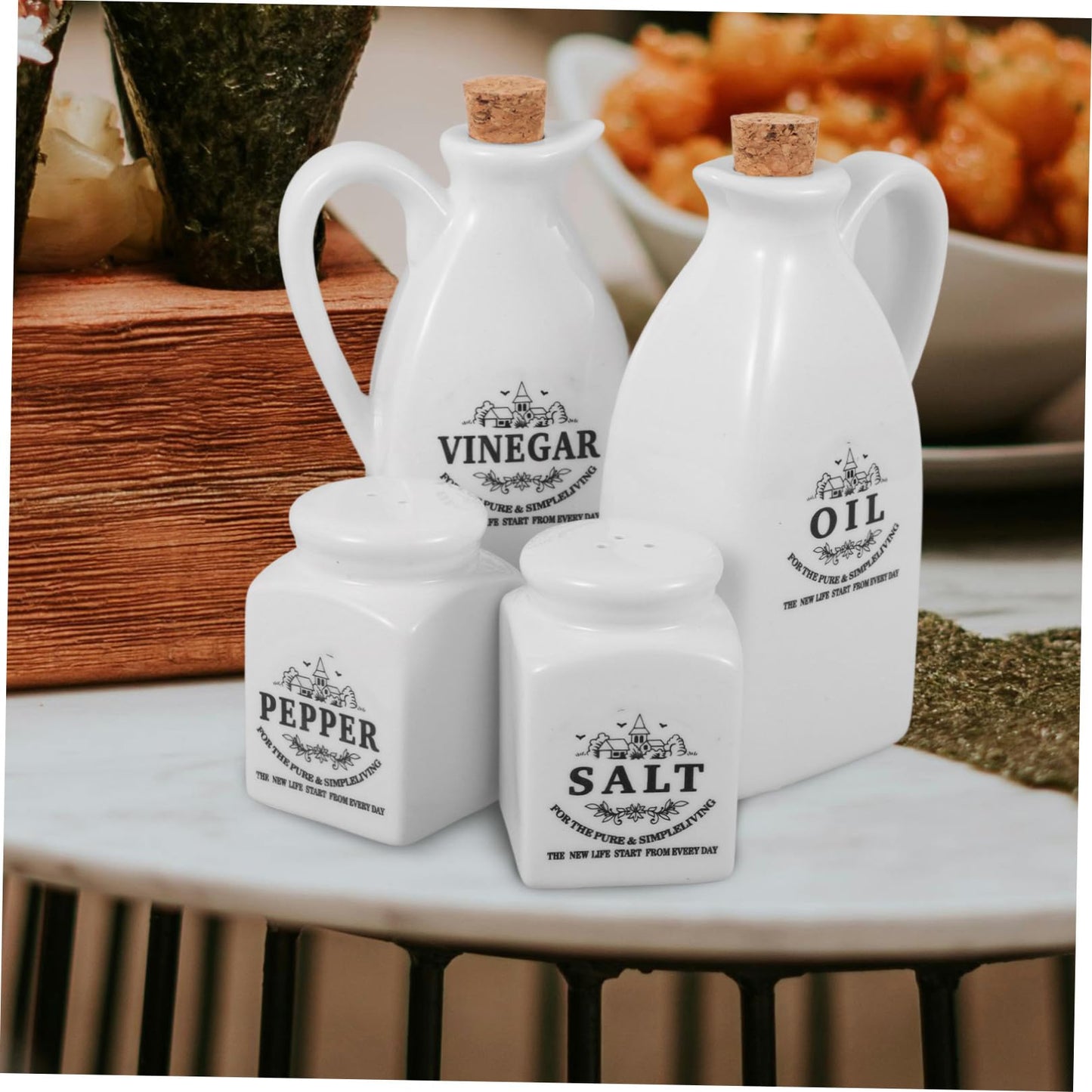 4pcs Seasoning Bottle Set Liquid Condiment Pot Ceramics Soy Sauce Dispenser Condiment Bottle Vinegar Dispenser Small Simple Sauce Bottles Vintage Vinegar Jar Oil Pot White Pottery