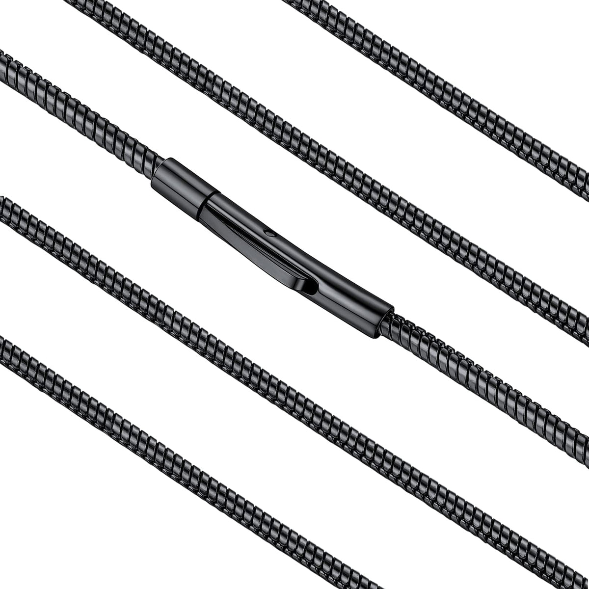 FaithHeart Snake Chains for Women Black Stainless Steel 2 MM Mens Chain Necklace 18 Inch Choker Chains for Ladies