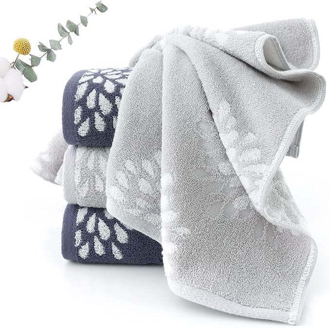 Pidada Hand Towels Set of 2 Hydrangea Floral Pattern 100% Cotton Absorbent Soft