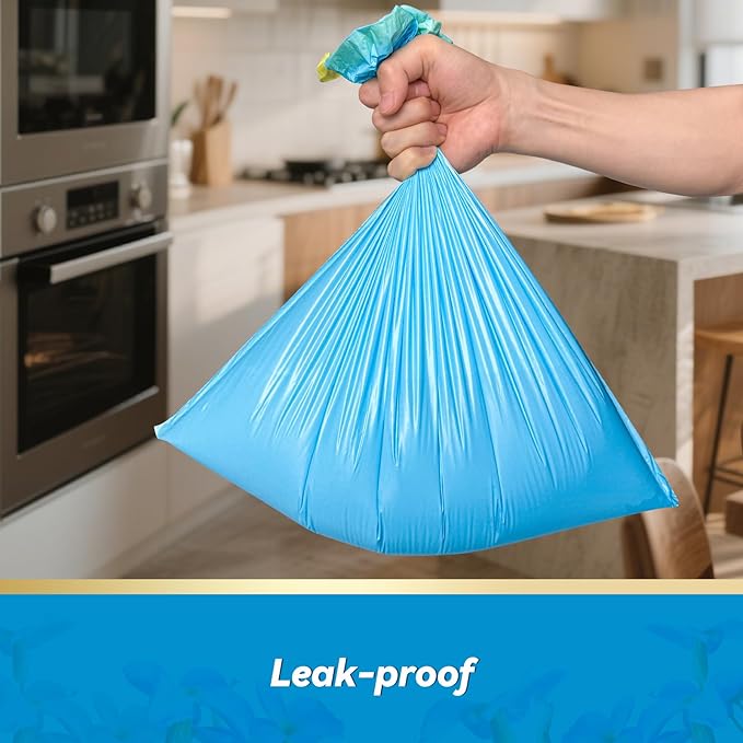 300 Count 15 Micron Extra Thick 4 Gallon Drawstring Small Trash Bags, Sturdy &