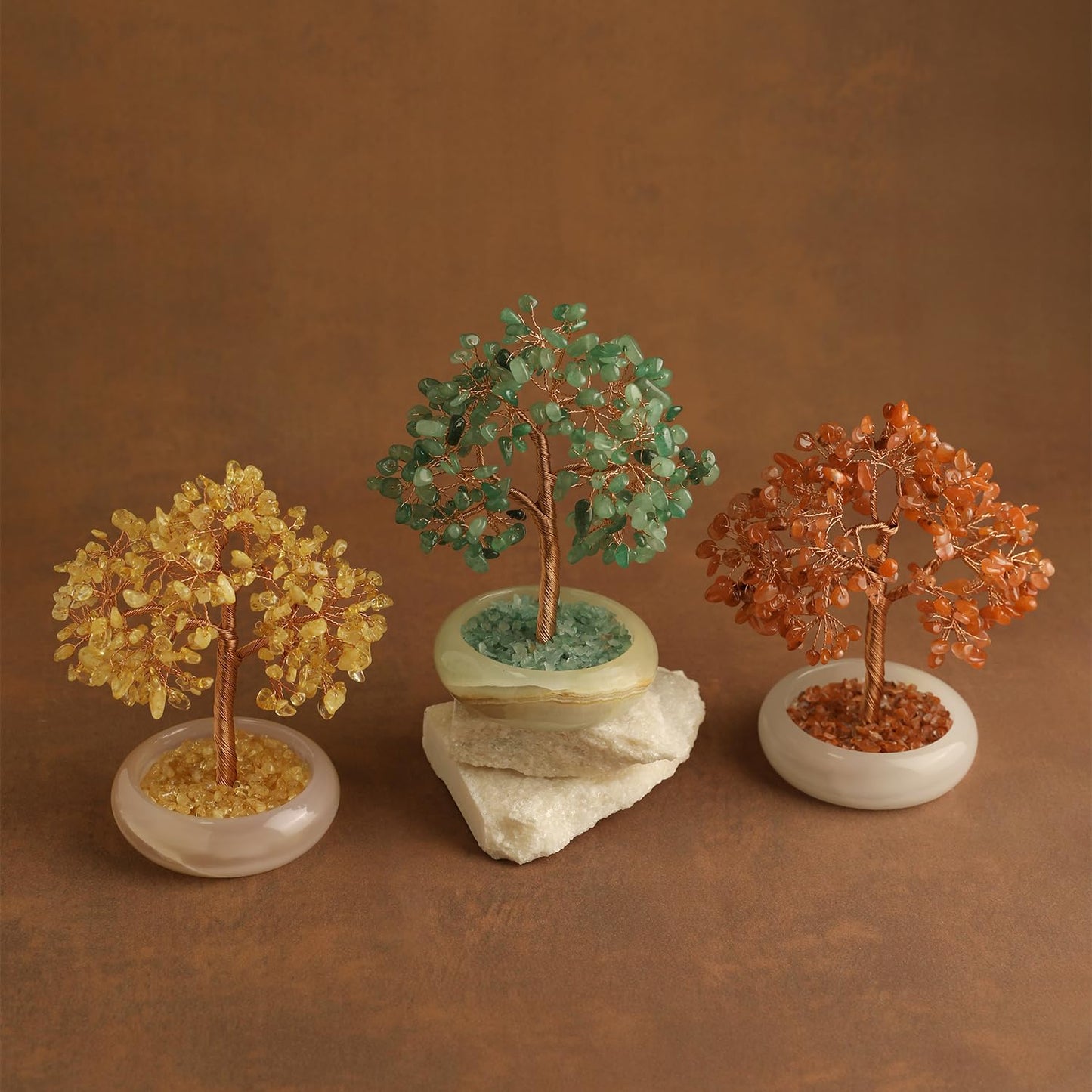MAGIC AND MIRACLES Green Aventurine Healing Crystal Tree of Life Home Office Desk Decor, Bonsai Trees, Feng Shui Tree Money Good Luck Christmas Decor Spiritual Healing Birthday Gifts for Women, Mom