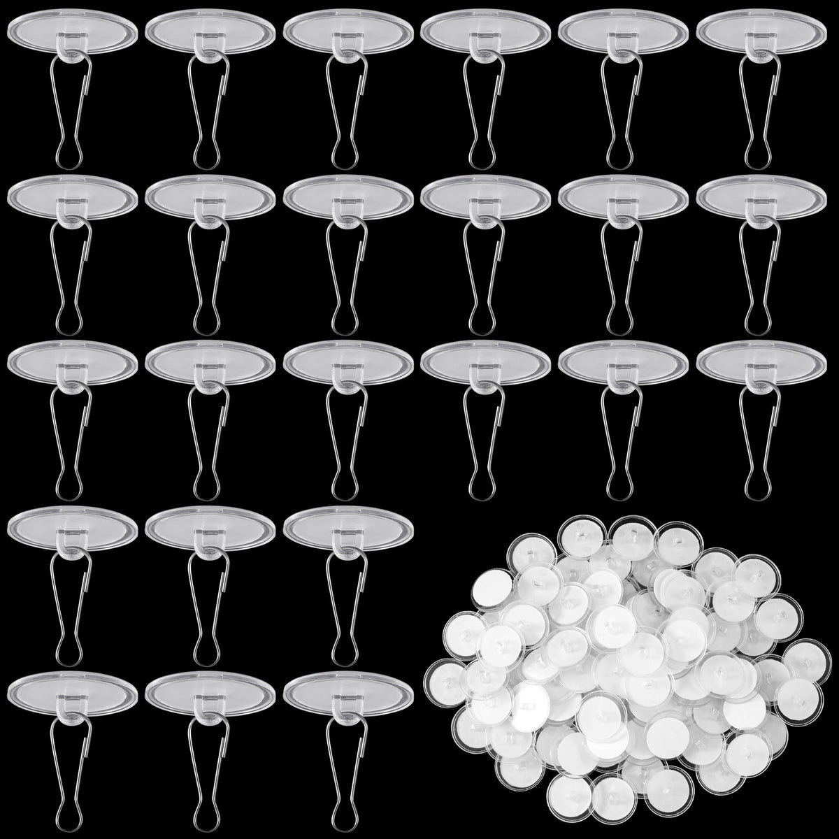 HINZIC 60 Pack Self-Adhesive Ceiling Hooks for Hanging, Heavy Duty No-Drill Ceiling Discs Sticky, Transparent Wall Hanger for Festival Wedding Birthday Party Christmas Balloon Decorations