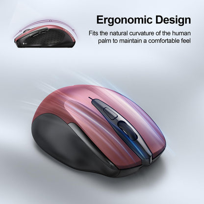 TECKNET Wireless Mouse Rechargeable, 2.4G USB-A Silent Mouse, Quiet Click, 6 Adjustable 4800 DPI, Cordless Computer Mice, Ergonomic Mice for Laptop, 6 Buttons for Chromebook, Ergo Grip - Black