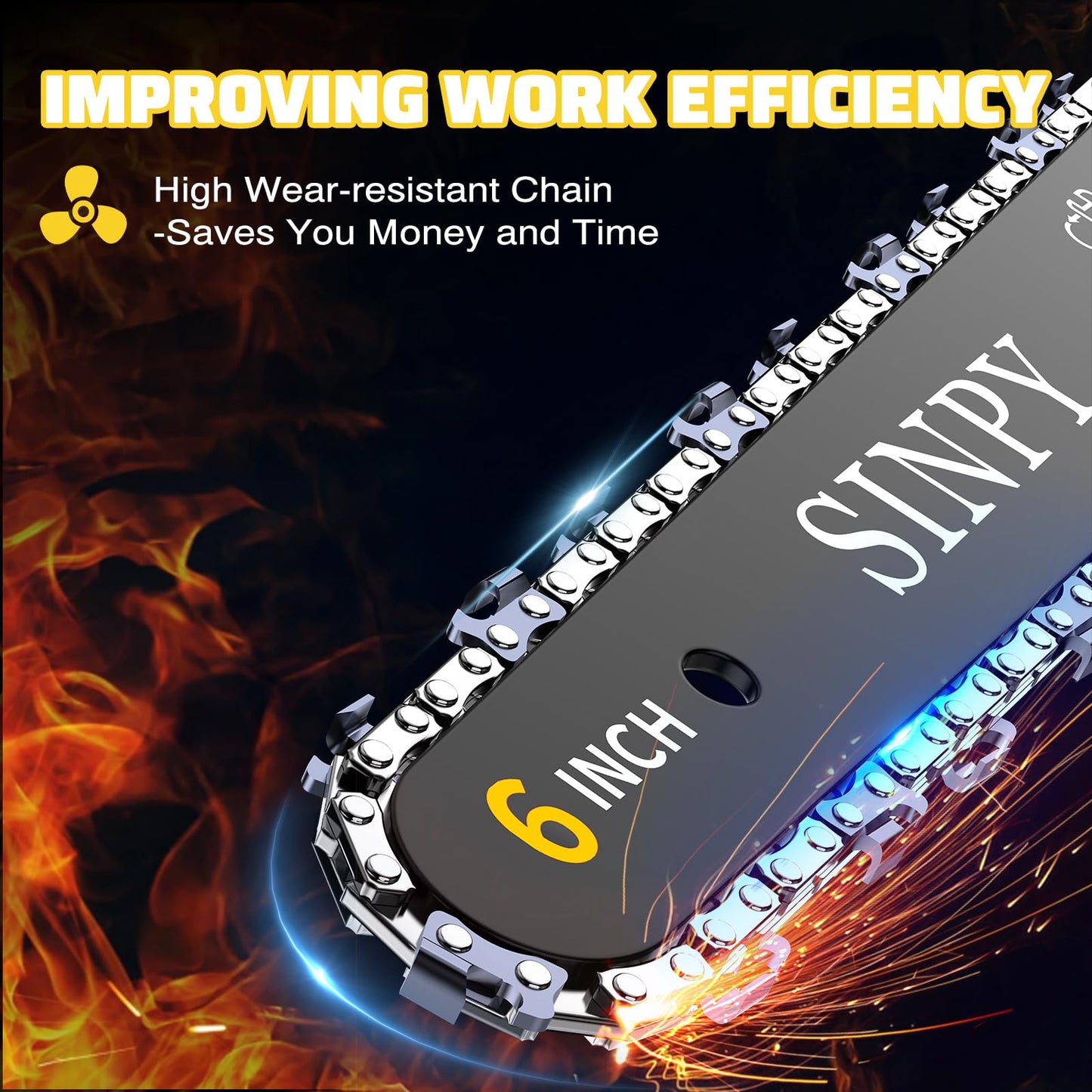 SINPY Mini Chainsaw Cordless, 6 Inch Electric Power Chain Saw with 2 Batteries & 2 Chains, Small Chainsaw with Safety Lock for Tree Trimming, Garden, Wood Cutting Gift for Men Dad Husband Fathers 2025