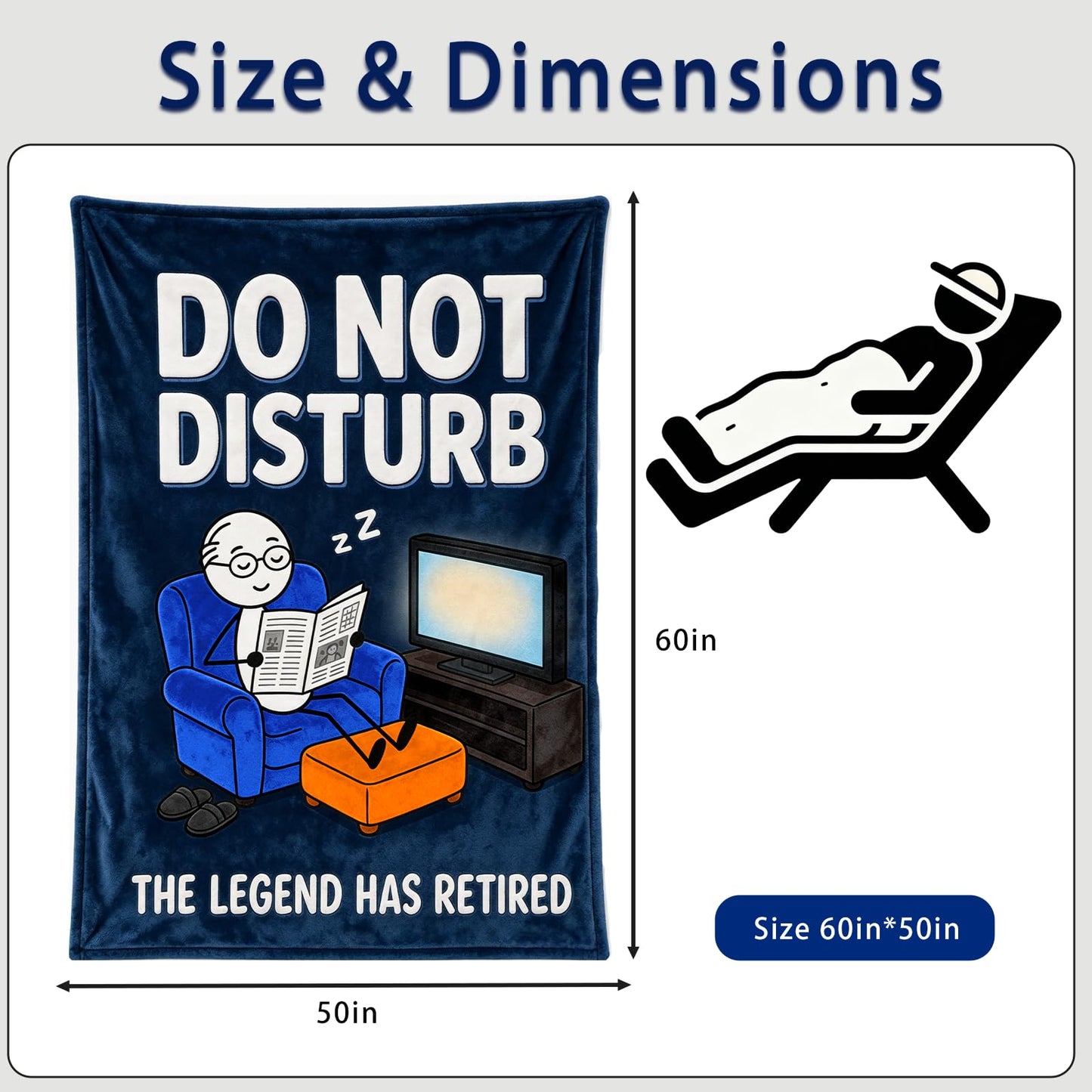 Ao Yee ZGL Fun Retired Blanket for Men,Novel Gift for Retired Men from Their Children,Printed Flannel Blanket, for Birthdays Christmas,Dimensions 60 in*50 in