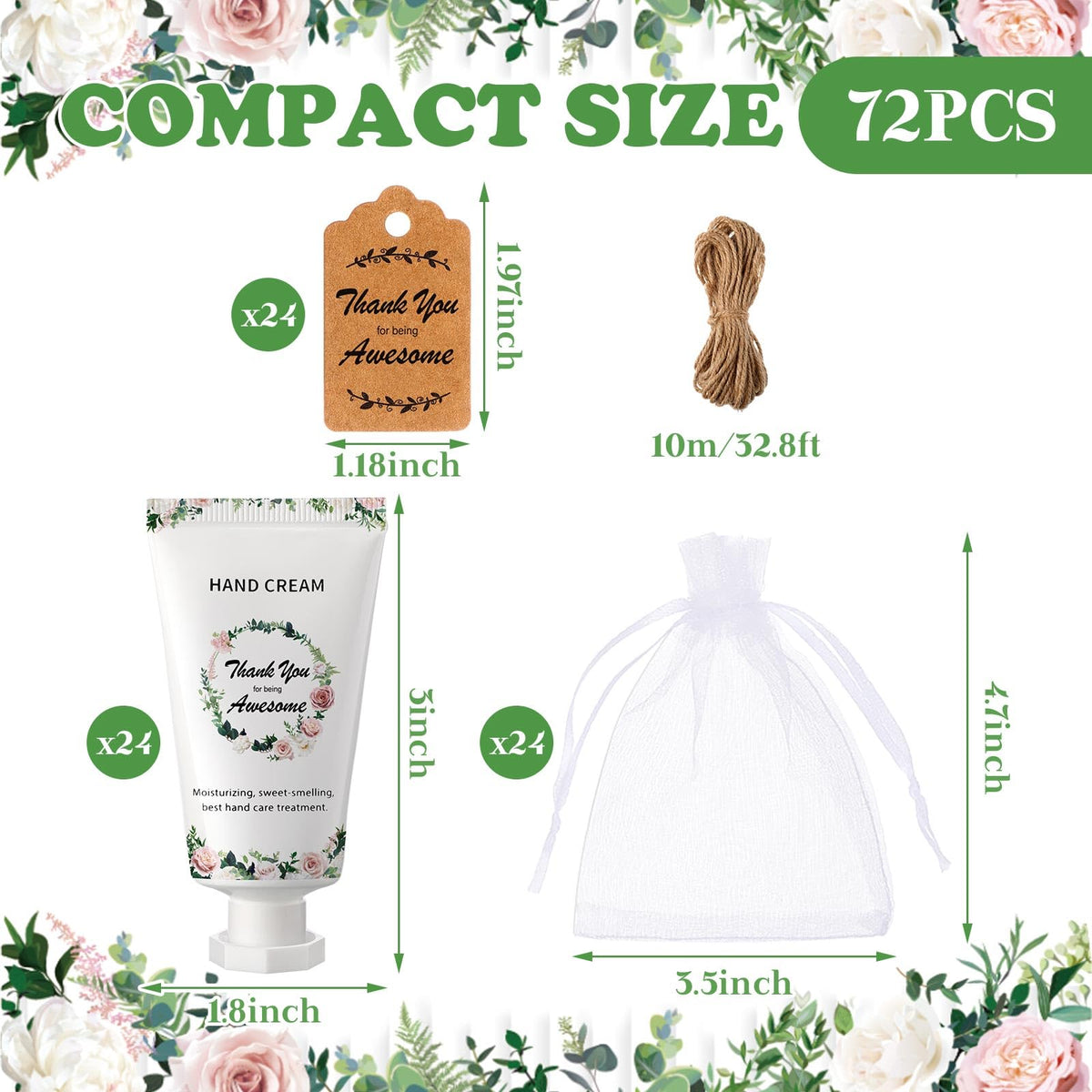 Dansib 24 Sets Employee Appreciation Gifts Hand Mini Lotion Bulk Travel Size Hand Cream Inspirational Thank You Gifts for Employee Staff Teachers Coworkers Team Nurse(Elegant)