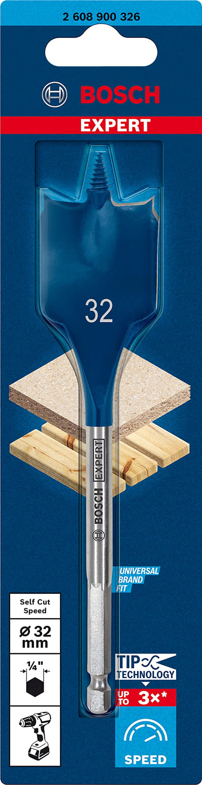 Bosch 1x EXPERT Self Cut Speed Spade Drill Bit (for Softwood, Particleboard, Ø 32.00 mm, Professional Accessory Rotary Drill/Drivers)