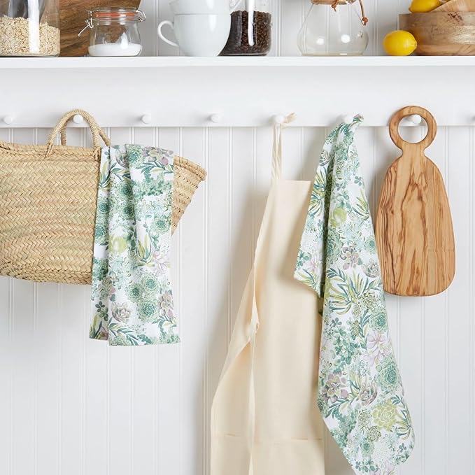 Martha Stewart Dual Purpose Kitchen Towel 2-Pack Set, Succulents