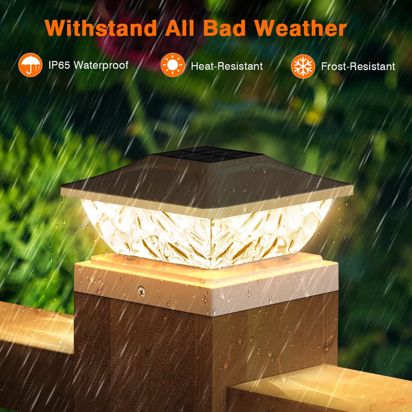ENSLI 12 Pack Solar Post Cap Lights, 2 Mode Bright Solar Post Lights Outdoor Waterproof, Outdoor Post Lights Solar Powered Deck Lights for 4x4 4.5x4.5 5x5 Posts in Garden Decor