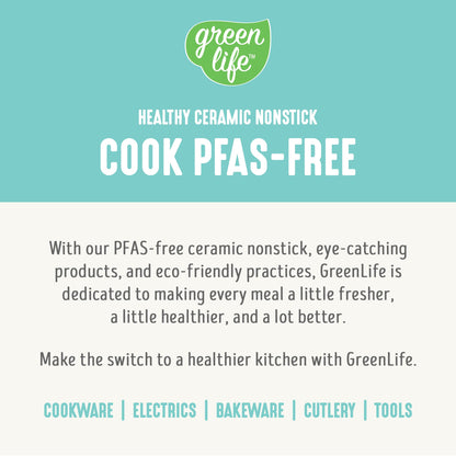GreenLife Soft Grip 16 Piece Cookware Set, Non-Toxic PFAS-Free Ceramic Nonstick, Pots, Frying, Sauce, Saute, Glass Lids, Stay-Cool Handles, Wobble Free Bases, Dishwasher & Oven Safe, Turquoise