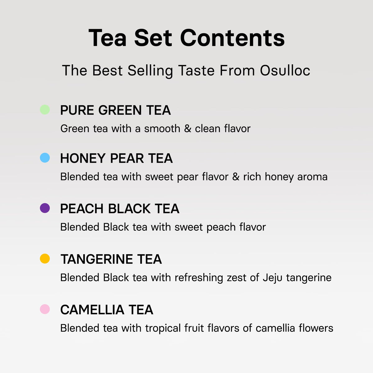 OSULLOC Premium Tea Collection (40 count, 10 flavors x 4 ea), Self Care Sampler Gift Box Variety Pack, Premium Organic Pure & Blended Tea from Jeju