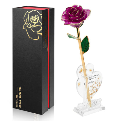 Gold Dipped Rose Real 24K Gold Rose, Genuine One of a Kind Rose Hand Dipped in 24K Golden Roses Romantic Gifts for Women in Her Birthday Anniversary Valentines Day Mothers Day