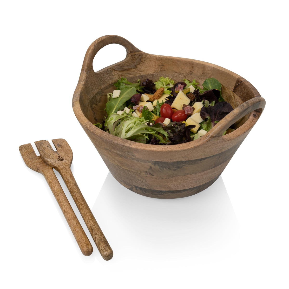 PICNIC TIME Ciotola Serving Bowl, Salad Bowl, Wooden Mixing Bowl, (Mango Wood)