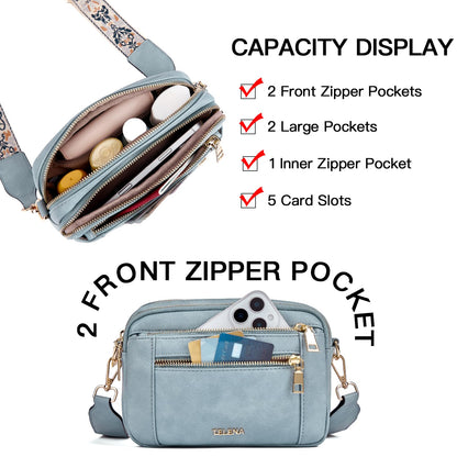 Telena Small Crossbody Bags For Women Vegan Leather Crossbody Purse With Adjustable Wide Strap For Daily Life