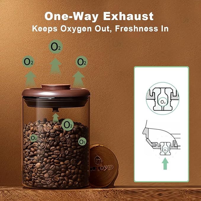 Ankou Glass Coffee Canister 900ml x 2 Jar, Airtight Food Storage Container