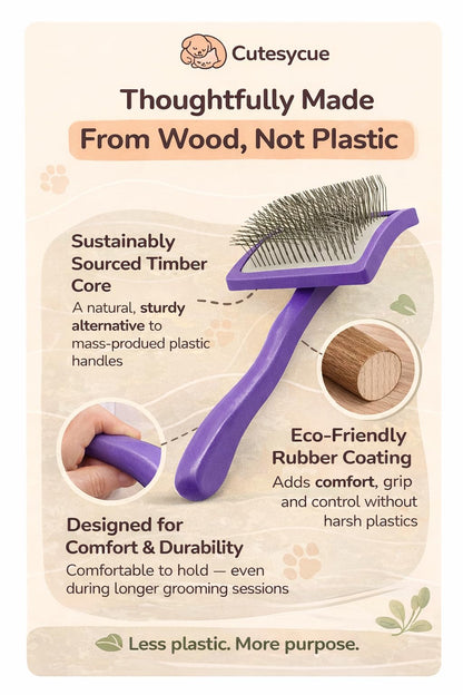Dog Slicker Brush for Large Dogs – Gentle Long Bent Pins for Goldendoodles, Labradoodles & Poodles – Removes Tangles, Knots & Mats – Eco-Friendly Handmade Wood Brush, Groomer-Recommended Comfort Grip