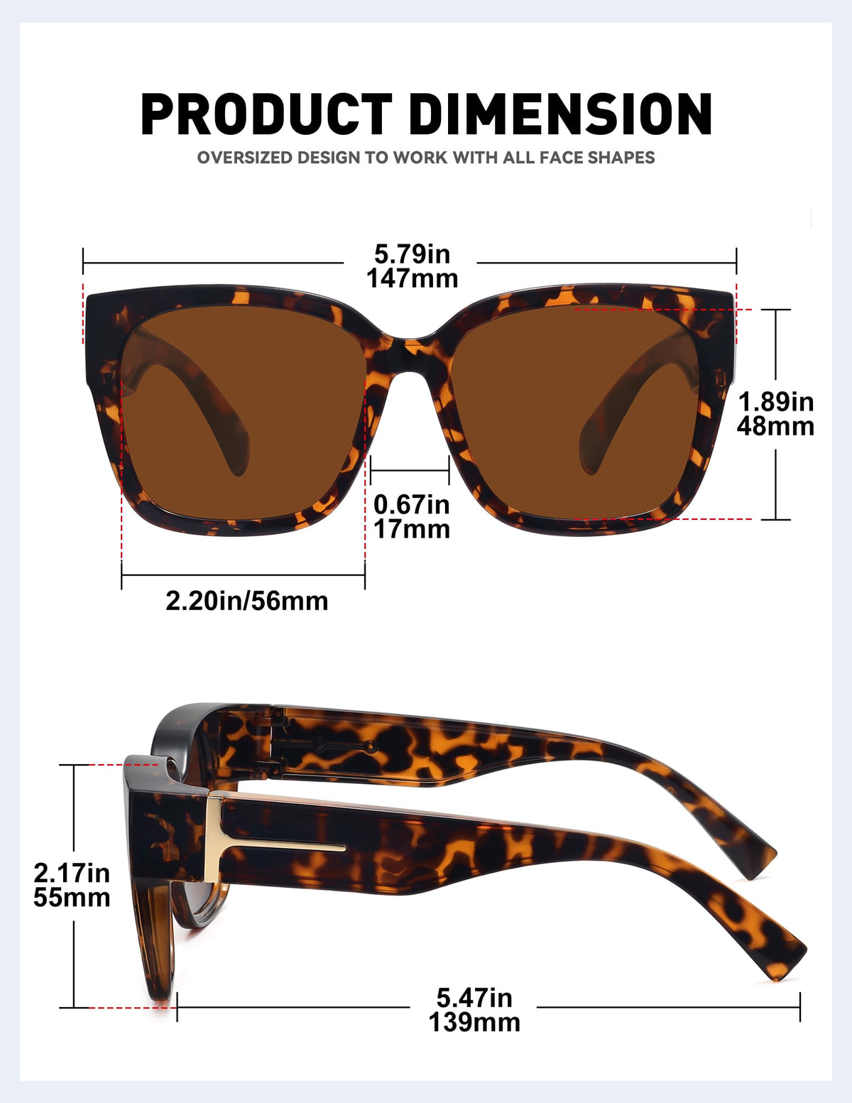 MEETSUN Fit Over Glasses Sunglasses for Women Men Large Trendy Polarized Sunglasses for Driving UV Protection Brown Tortoise
