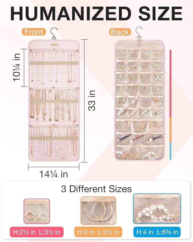 BAGSMART Hanging Jewelry Organizer Storage Roll