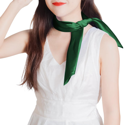 Pistha Chiffon Scarf Square Ribbon Neck Scarf Satin Scarf Handkerchief for Halloween Retro Women Girls Costume Accessory (Dark green, 23.6 * 23.6 inch)