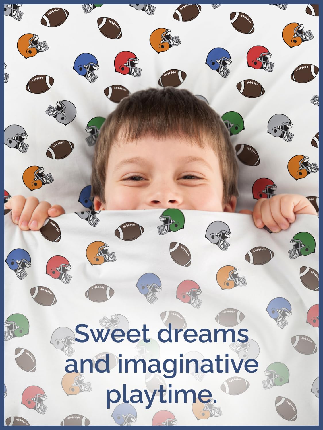 Kids Queen Size Bed Sheet Set - 4 Piece Kids Loft Bed Sheets - American Football Themed bedding - Soft, Cute and Cozy - Breathable & Machine Washable - Helmet Bed Set for Boys, Girls, Teens & Toddlers