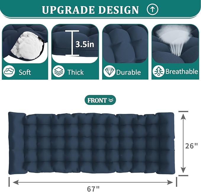 UDPATIO Oversized Zero Gravity Chair, 33In XXL Patio Reclining Chair with Cushion, Outdoor Folding Recliner with Pillows|Cup Holder|Foot Rest|Padded Headrest, Navy Blue, Support 500LB
