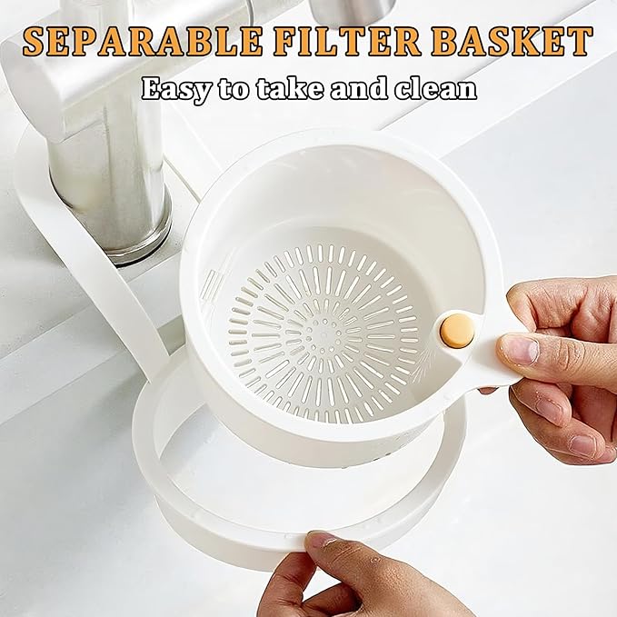 Sink Strainer Basket with One-Touch Drain Mesh, Snap-On Strap & Detachable