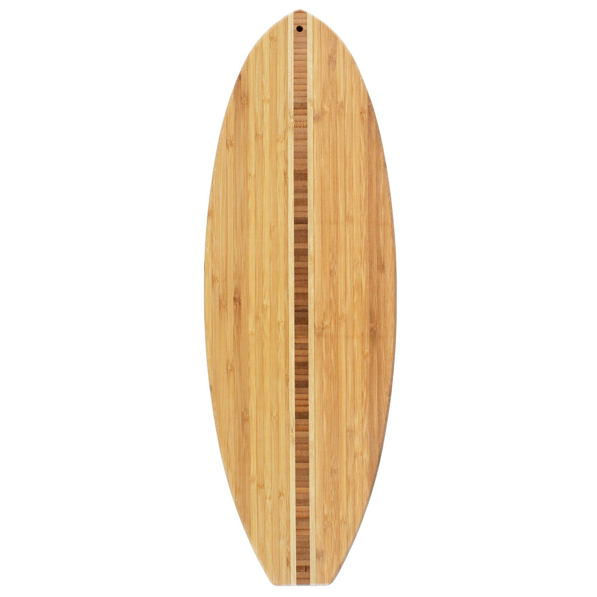 Totally Bamboo Surfboard Cutting Board and Charcuterie Board, Beach-Themed Bamboo Serving Platter with Wall Hang Tie, 23" x 7.5"