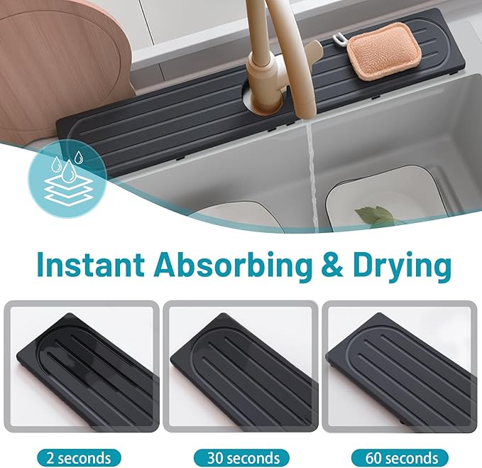 Fast Drying Stone Faucet Mat for Kitchen Sink