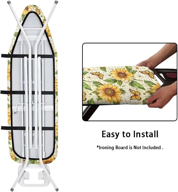 Sunflower Butterfly Ironing Board Cover and Pad 15x54 Standard Size Padding