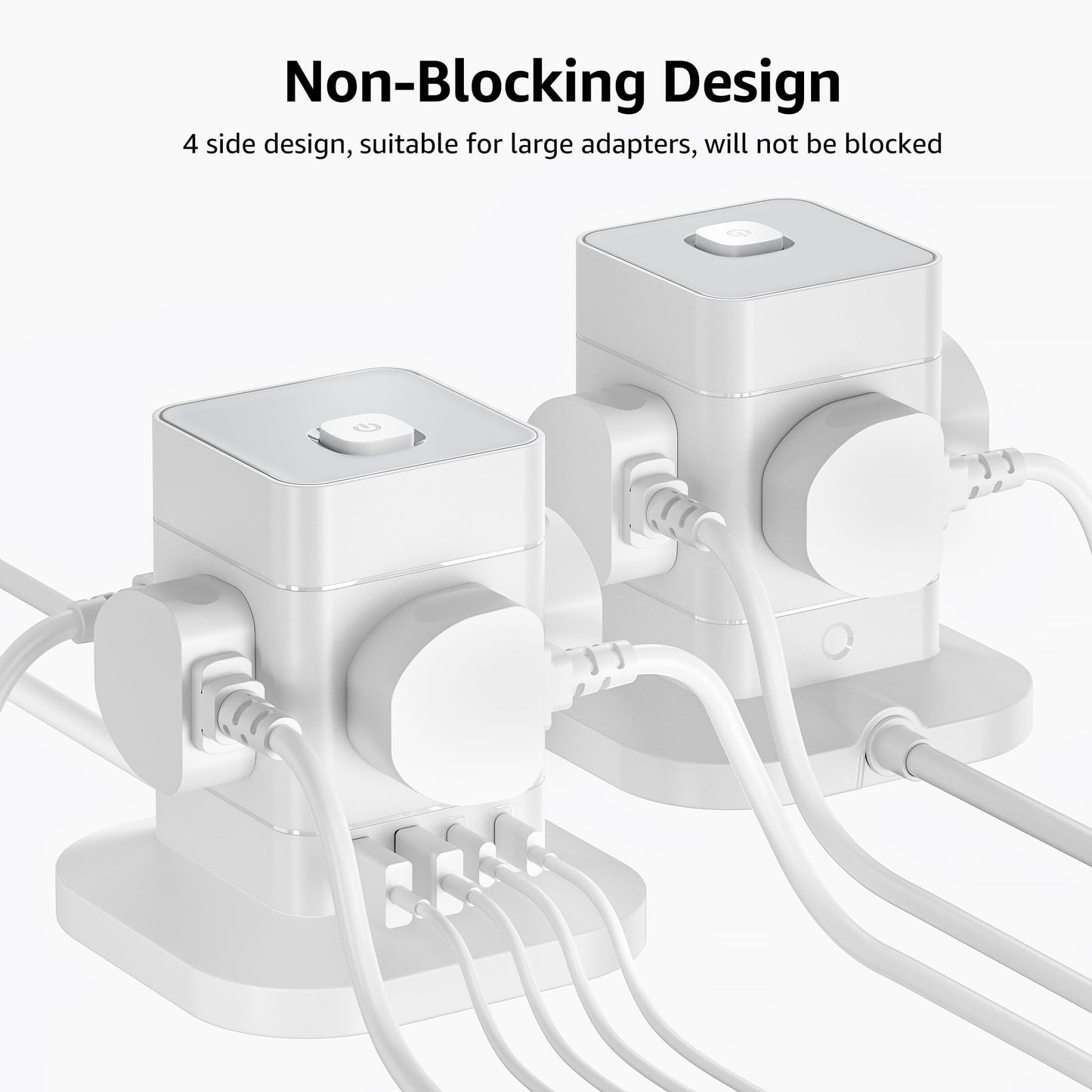 Cube Extension Lead with USB Slots, Hotimy 4 Way Multi Plug Extension Socket with 2 USB C and 2 USB A, 13A 3250W Power Strip with Switch 1.5M Extension Cords for Desk Home Office Travel
