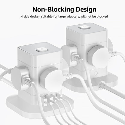 Cube Extension Lead with USB Slots, Hotimy 4 Way Multi Plug Extension Socket with 2 USB C and 2 USB A, 13A 3250W Power Strip with Switch 1.5M Extension Cords for Desk Home Office Travel