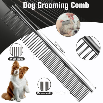 Wenshall Professional Dog Grooming Scissors Set - 6.5" Thinning, 7" Straight, 7" Up-Curved, 7" Down-curved Scissors and Comb for Dog Cat Pet (Black)