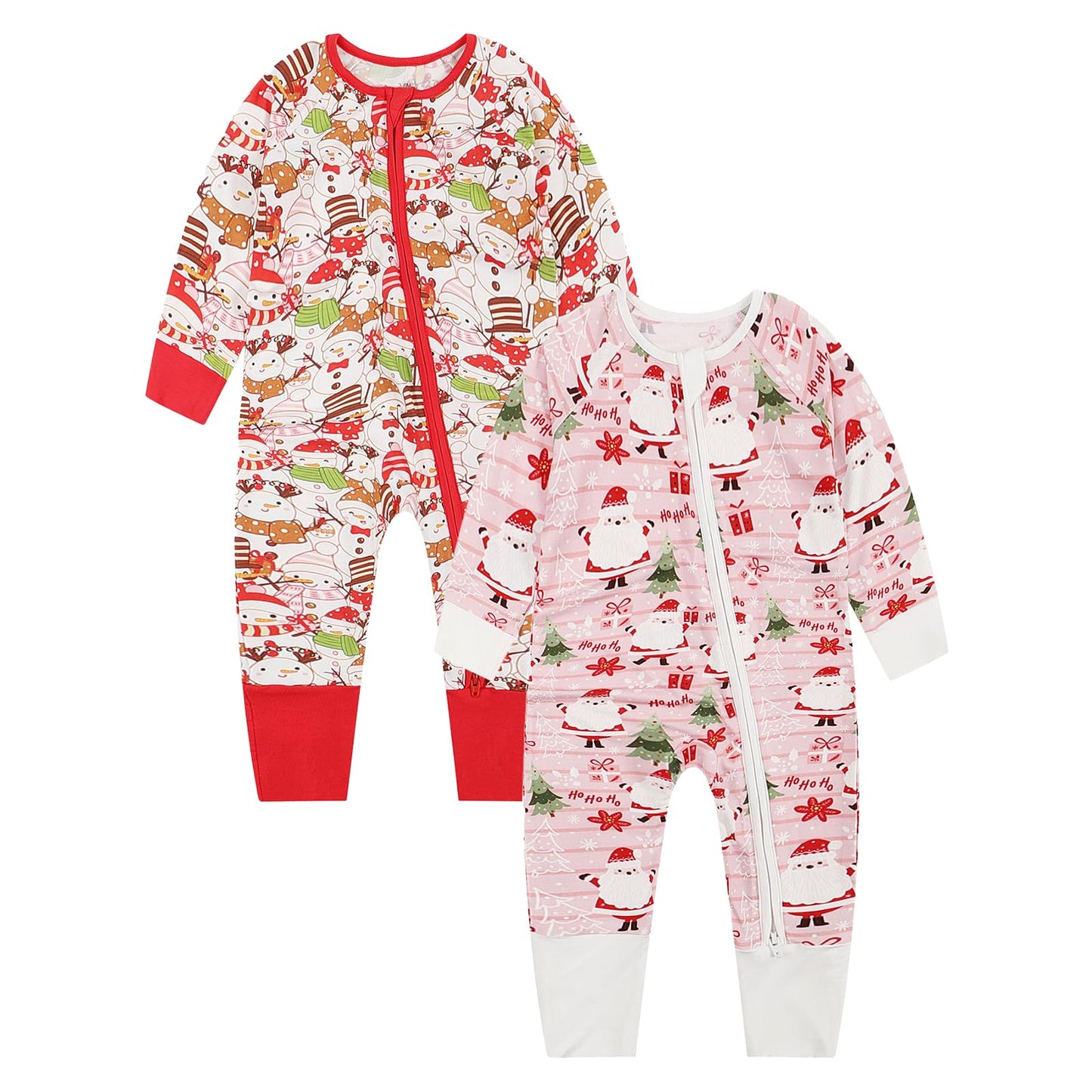 OPAWO Viscose from Bamboo Onsies for Baby Girls' One-Piece Rompers with 2 Way Zipper Mittens Cuff Infant Footless Sleep 'N Play 3-6 Month
