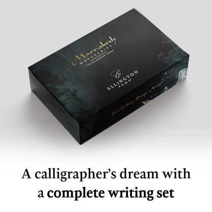 Ellington Pens Luxury Calligraphy Set - Premium Fountain Pen with 6 Nibs, 50 ml Black Ink Bottle, 6 Cartridges, Converter, Elegant Gift Box – Perfect for Drawing, Writing, Gifting (The Stealth)
